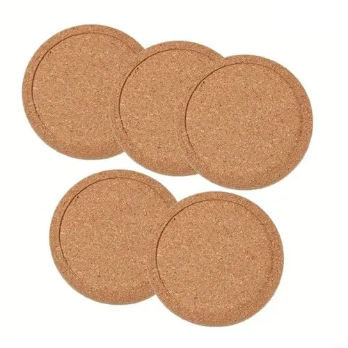 Produktbild: CARMOTTER Runde Korkuntersetzer, Naturkork-Untersetzer, für Kaffeetassen und Teekannen, rutschfest und wärmeisolierend, schützt Möbel-Set (5 Stück)