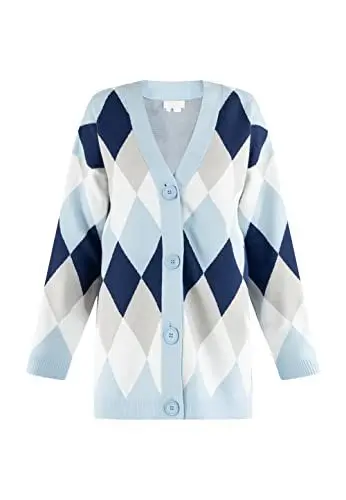 Produktbild: CARNEA Women's Strickjacke mit Knöpfen, Hellblau Mehrfarbig, XS/S