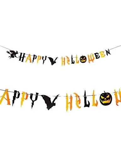 Produktbild: Gruselige Halloween-Girlande Raumdekoration für Halloween schwarz-orange 250 cm - Schwarz