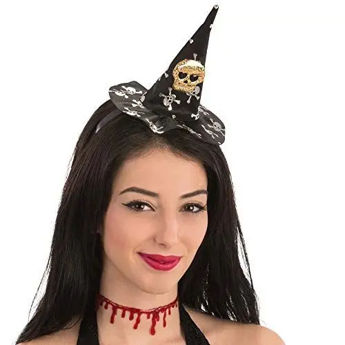 Produktbild: Carnival Toys Mini Hexenhut mit Totenköpfen für Erwachsene - Schwarz