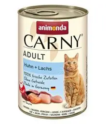Produktbild: Carny Katzen Nassfutter Mix Huhn + Lachs (6 x 400g), Katzen Nassfutter ohne Getreide und Zucker für ausgewachsene Katzen von animonda mit frischen fleischlichen Zutaten