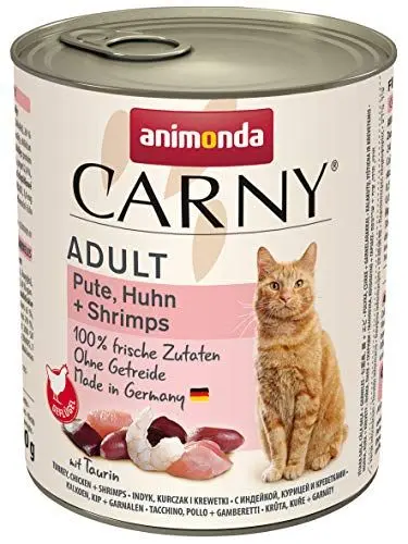 Produktbild: Carny Katzen Nassfutter Pute + Huhn + Shrimps (6 x 800g), Katzen Nassfutter von animonda ohne Getreide und Zucker, mit frischen fleischlichen Zutaten