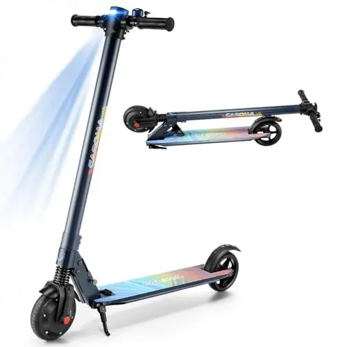 Produktbild: Caroma E Scooter Kind, max. 20 KM/h, Faltbarer E Roller 250W Motor, LED Display, Elektroroller für Kinder, Elektroscooter Geeignet für Kinder Erwachsene, Max. Belastung 100 KG (Blau)