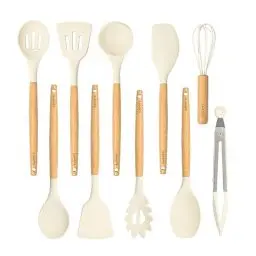 Produktbild: CAROTE Küchenhelfer Kochzubehör Set 10 teiliges,Pfannenwender Küchenutensilien Antihaftes Hitzebeständiges Küchenhelfer Set mit Holzgriff zum Küche,Kochen, Backen,BPA Frei, Spülmaschinenfest