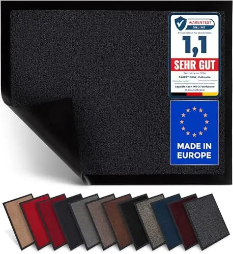Produktbild: Carpet Diem Fußmatte, einfach sauber I Schmutzfangmatte Eingangsbereich - Fussmatte Innen & Außen, rutschfeste Türmatte, Schmutzfang Teppich für Haustür I Fußabtreter in Anthrazit 90x150 cm