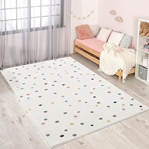 Produktbild: carpet city Teppich Kinderzimmer Creme - Pünktchen, Gepunktet - Kinderteppich 160x230 cm - Spielteppich Kinder - Babyzimmer Deko