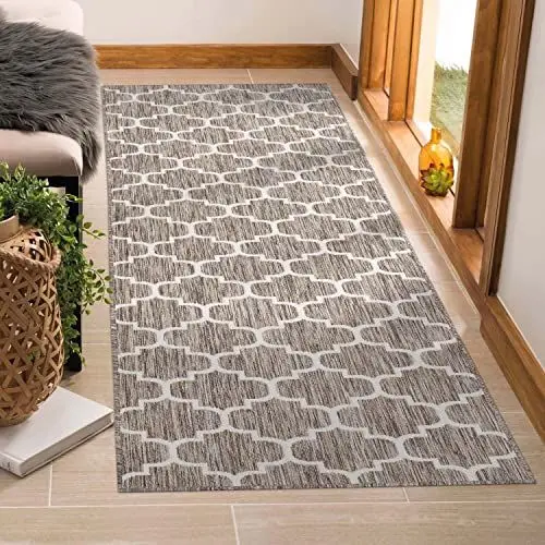 Produktbild: carpet city Outdoor-Teppich Wetterfest Balkon Terrassen - Beige in 80x250 cm Läufer - Deko Teppiche Außen Wasserfest - Balkondekoration Marokkanisch Wohnzimmerteppiche