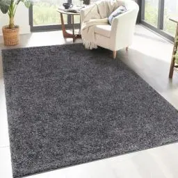 Produktbild: carpet city Shaggy Hochflor Teppich - 200x290 cm - Anthrazit - Langflor Wohnzimmerteppich - Einfarbig Uni Modern - Flauschig-Weiche Teppiche Schlafzimmer Deko