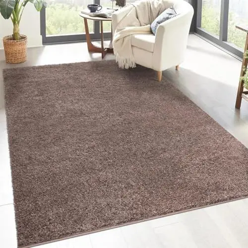 Produktbild: carpet city Shaggy Hochflor Teppich - 230x320 cm - Braun - Langflor Wohnzimmerteppich - Einfarbig Uni Modern - Flauschig-Weiche Teppiche Schlafzimmer Deko
