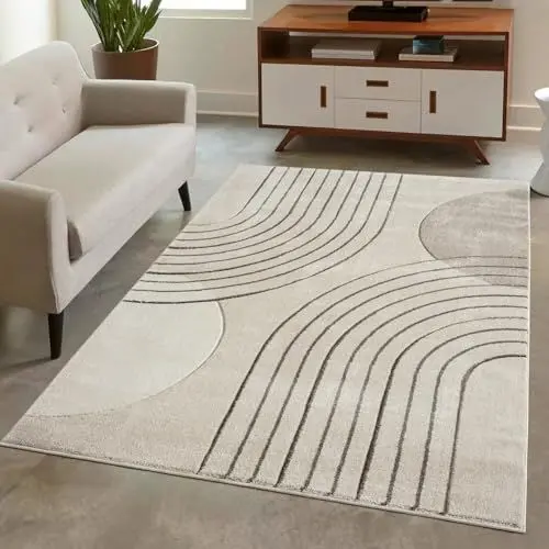 Produktbild: carpet city Teppich Kurzflor Braun - 120x170 cm - Moderne Wohnzimmer-Teppiche Geometrisch, Kreis-Muster mit 3D-Optik - Flachflor Bodenbelag Deko Schlafzimmer, Esszimmer