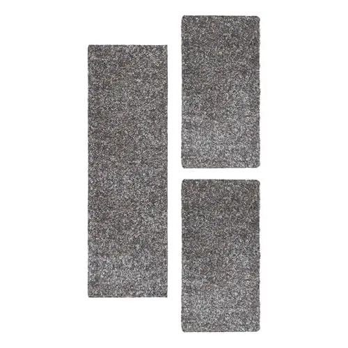 Produktbild: Carpetsale24 Bettumrandung Schlafzimmer 3 teilig Shaggy Hochflor Teppich Taupe Bettvorleger Schlafzimmer Bettset: 2 St. 60x110 cm | 1 St. 80x250 cm - Melierte Optik Flauschiger Teppich Läufer Set