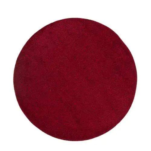 Produktbild: Carpetsale24 Teppich Rund 120 cm Rot, Kurzflor, Einfarbig, Modernes Design, Pflegeleicht, rutschfest, Weicher Bodenteppich für Wohnzimmer, Schlafzimmer, Esszimmer