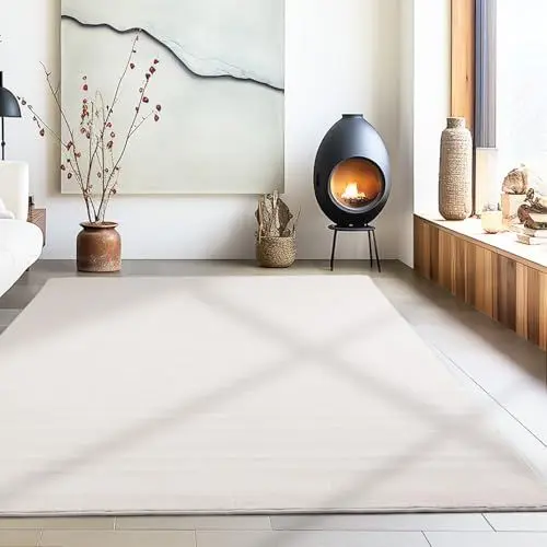 Produktbild: Carpetsale24 Teppich Wohnzimmer Einfarbig Moderne Design Creme 80 x 250 cm - rutschfest Kurzflor Teppich für Schlafzimmer Extra Weich und Flauschig - Waschbarer Teppich Esszimmer Küche