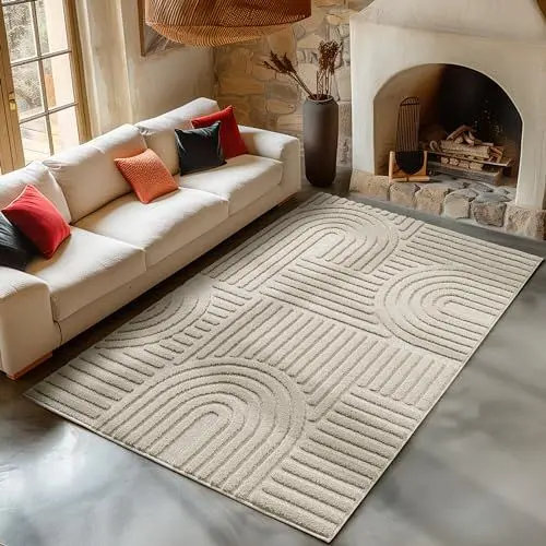Produktbild: Carpetsale24 Teppich 280x370 cm Beige, Hochflor Wohnzimmer Teppich, Weich & Flauschig, Skandinavisch Boho Stil, Langflor Shaggy, Pflegeleicht, Jute Rückseite