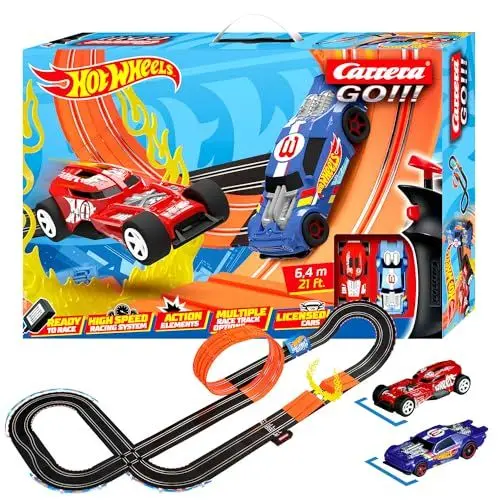 Produktbild: Carrera GO!!! Hot Wheels™ 6.4 Rennbahn-Set I Rennbahnen und lizensierte Slotcars | bis zu 2 Spieler | Für Jungs und Mädchen ab 6 Jahren & Erwachsene