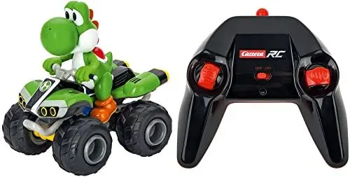 Produktbild: Carrera RC Mario Kart Yoshi Quad I Ferngesteuertes Quad Für Kinder und Erwachsene, Jungs & Mädchen I Einzigartige Mario Lizenz I Langanhaltender Fahrspaß Dank LiFePo4 Akku I Robuste Luftreifen