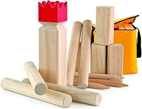 Produktbild: Carromco Original Wikingerschach Holz Premium - Kubb Wikinger Schach Gummibaumholz Tragetasche, wetterfest