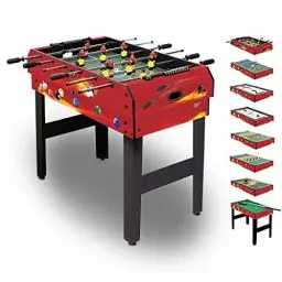 Produktbild: Carromco Multifunktionstisch FIRE-XT - 8in1 Multigame Table, Spieletisch mit Airhockey, Billard, Tischtennis, etc. rot, 92x51x78