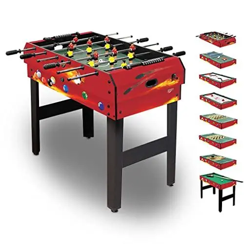 Produktbild: Carromco Multifunktionstisch FIRE-XT - 8in1 Multigame Table, Spieletisch mit Airhockey, Billard, Tischtennis, etc. rot, 92x51x78