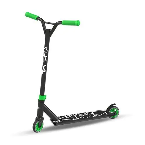 Produktbild: Carromco Profi Stunt Roller Action Rider 100 – Skatepark Scooter mit HIC-Kompressionssystem, Kickscooter grün-schwarz, Freestyle Tretroller