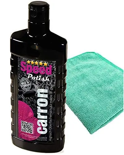 Produktbild: carron® Original Speed Polish Autopolitur für einfaches und schnelles Polieren für besten Hochglanz am Autolack Schnellpolitur Autopflege Lackversiegelung im Set mit Poliertuch made in germany