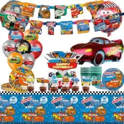 Produktbild: Cars Partygeschirr，MccQueen kindergeburtstag deko,Cars Party Banner，Cars Luftballons Dekoration,Kindergeburtstag Set,Perfekt für die Dekoration von Geburtstagsfeiern für 10 Personen