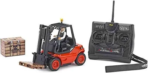 Produktbild: CARSON 500907093 - 1:14 Gabelstapler Linde 2.4G 100% RTR, Ferngesteuertes Fahrzeug, Nutzfahrzeug, Maßstab 1:14, Licht und Soundfunktionen, inkl. Senderbatterien, 2,4 GHz Fernsteuerung, Rot