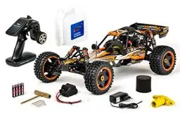 Produktbild: Carson 500304032 1:5 Wild GP Attack 2.4G RC Verbrenner, 1.8 PS, 2WD, bis zu 65 km/h schnell, Premium Bauteile, Offroad, RTR, 2.4 GHz, ferngesteuertes Auto, orange