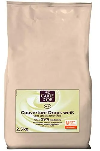 Produktbild: Carte d'Or Couverture Drops weiß (ausgewogener Milchgeschmack, mit Bourbon Vanille) 1er Pack (1 x 2,5 kg)