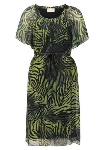 Produktbild: Cartoon Damen Chiffonkleid Kurzarm Grün/Schwarz,42