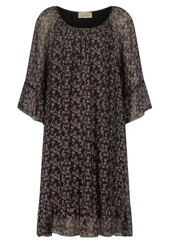 Produktbild: Cartoon Damen Chiffonkleid mit 3/4 Arm Black/Rosé,44