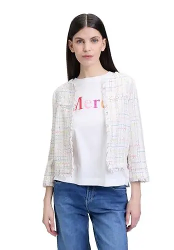 Produktbild: Cartoon Damen Tweedblazer mit Fransen 36, Cream/Orange