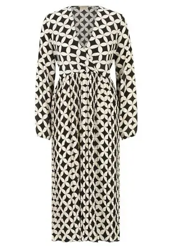 Produktbild: Cartoon Damen Wickelkleid, Schwarz/Beige, 38