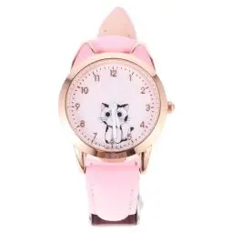 Produktbild: Cartoon Quarz Uhren Katze Ohr Mädchen Armbanduhr Luminous Kinder Uhren für Mädchen Frauen Rosa