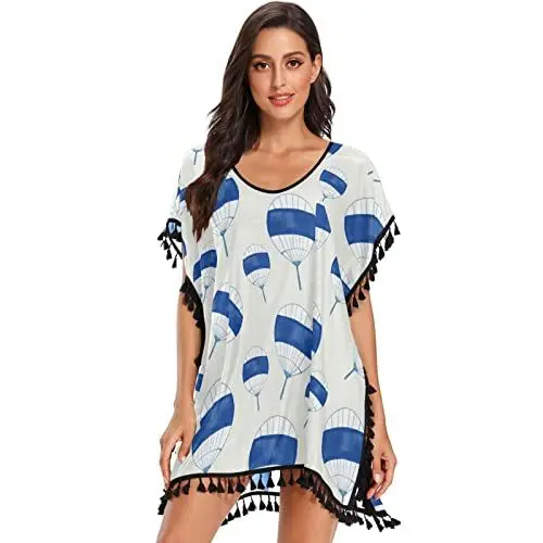 Produktbild: Cartoon-Fanball Süß Damen Strandkleid Bikini Cover Up Sommer Chiffon Bademode Strand Vertuschen Shirt
