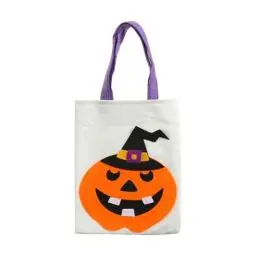 Produktbild: Cartoon-Kürbis bedruckte Tragetasche Halloween Thema Süßigkeiten Taschen Mode Leinen Taschen Kinder-Süßigkeiten-Taschen Leichte Geschenktaschen Kleine Süßigkeiten-Taschen(WH2, A)