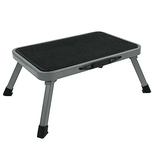Produktbild: Cartrend 10167 Einstufiger Klapptritt für Wohnmobil Trittstufen Fußhocker Camping Bus Wohnwagen bis 150 kg 47 x 26 cm Höhe: 17 cm, Schwarz