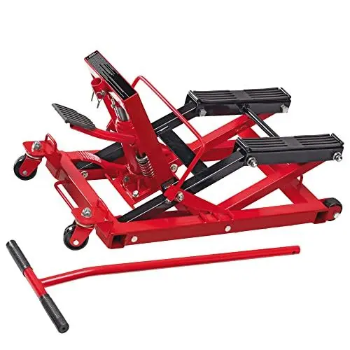 Produktbild: cartrend Motorradhebebühne, Motorradheber hydraulisch, bis 680 Kg belastbar, gummierte Trageflächen, einfache Bedienung