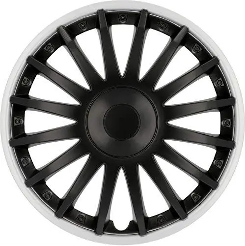 Produktbild: cartrend Radzierblenden-Set Topeka in sportlicher Alufelgen-Optik schwarz/silber, 4-teilig, 38,10cm (15 Zoll), 4-teilig, 4er Set