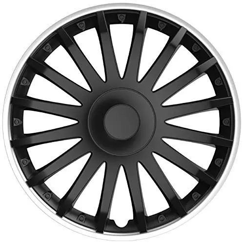 Produktbild: cartrend Radzierblenden-Set Topeka in sportlicher Alufelgen-Optik schwarz/silber, 4-teilig, 40,64 cm (16 Zoll), 4-teilig, 4er Set
