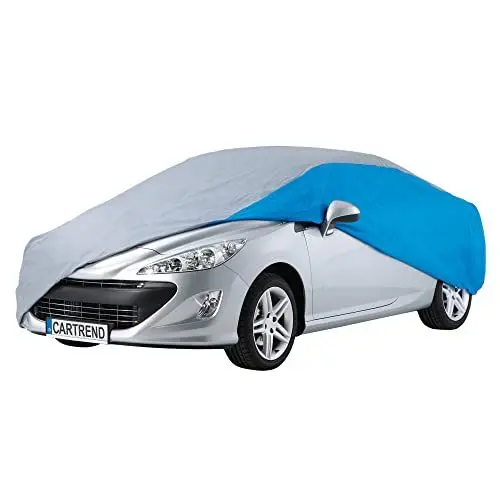 Produktbild: cartrend Vollgarage Vlies Größe M, wasserabweisend, Stoffgarage Autoplane Autobezug Autoabdeckung Auto Abdeckplane KFZ, Blau