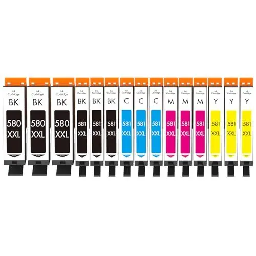Produktbild: Cartridgeify PGI-580 CLI-581 XXL Patronen Kompatibel mit Canon 580XXL 581XXL Druckerpatrone Multipack (15er-Pack), für Pixma TS6350 TR8550 TS8250 TS705 TS9550 TS8350 TR7550 TS6351 TS8251 TS6150 TS6250