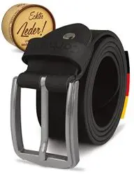 Produktbild: Cartvelli Herren Ledergürtel Schwarz 115cm Made in Germany - 40mm Echt-Leder Gürtel Schnalle Silber Herrengürtel Vollleder Jeansgürtel BS19s-115