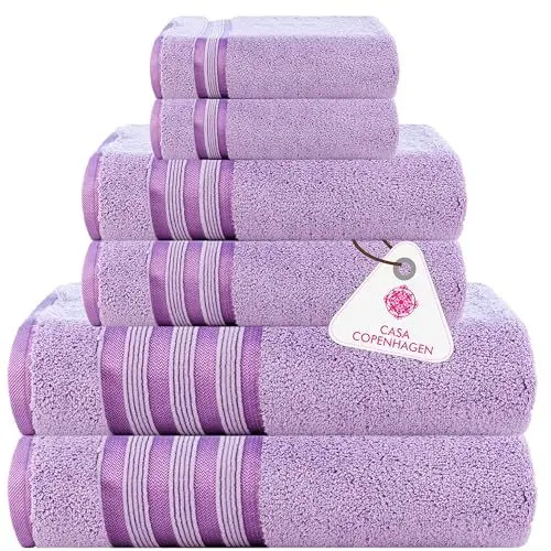 Produktbild: Casa Copenhagen Zero Twist, 6-teiliges Handtuchset aus 100% Baumwolle- Lila Rose, 600 g/m², 2Bade, 2Hand und 2Waschlappen aus ägyptischer Baumwolle, ultraweiche Luxushandtücher für Badezimmer
