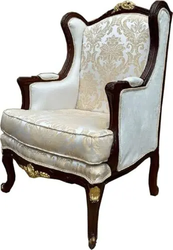 Produktbild: Casa Padrino Barock Ohrensessel Beige/Dunkelbraun/Gold - Barock Wohnzimmer Möbel