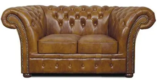 Produktbild: Casa Padrino Chesterfield Echtleder 2er Sofa Braun 170 x 90 x H. 80 cm - Luxus Wohnzimmermöbel