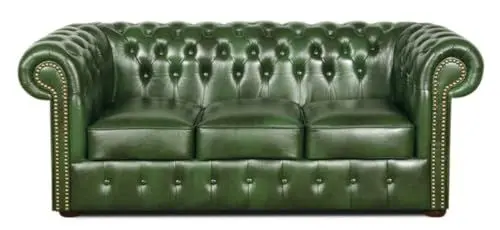 Produktbild: Casa Padrino Chesterfield Echtleder 3er Sofa Grün 200 x 90 x H. 78 cm - Luxus Kollektion