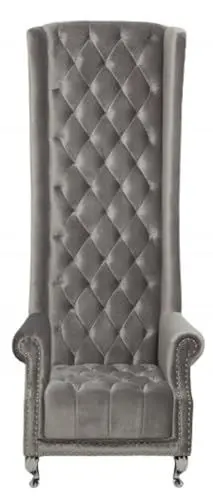 Produktbild: Casa Padrino Chesterfield High Back Sessel Silbergrau - Thron König Hochlehn Sessel - Modern Barock Hochlehner