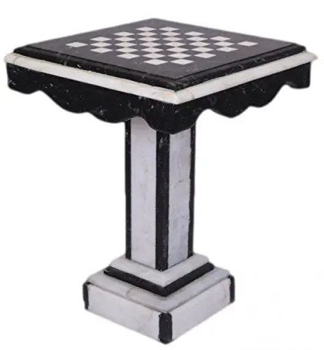 Produktbild: Casa Padrino Luxus Barock Spieltisch Schach/Dame Tisch Marmor Schwarz - Weiss - Möbel Antik Stil Art Deco Jugendstil