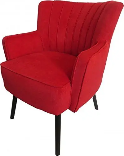 Produktbild: Casa Padrino Retro Salon Sessel Rot/Schwarz - Cocktailsessel 60er Jahre Stuhl
